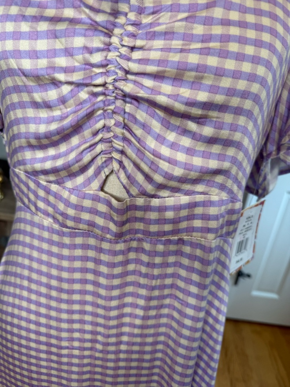 Lilac & White Gingham Tie-Front Dress - Picture 7 of 11